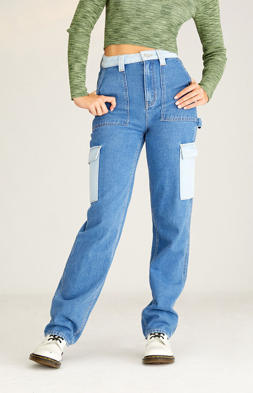 PACSUN Women's Colorblock Boyfriend Cargo Carpenter Pants Size 22